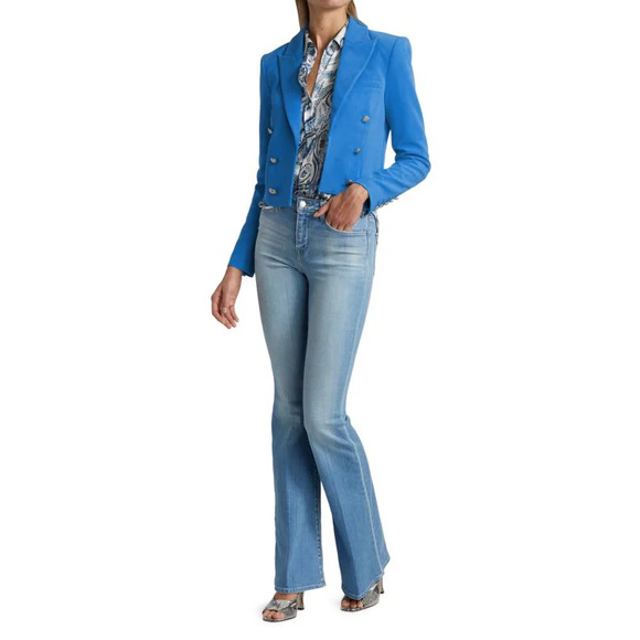 L'Agence Inez Crop Blazer Campanula Cobalt Blue Size 4 - Picture 6 of 16